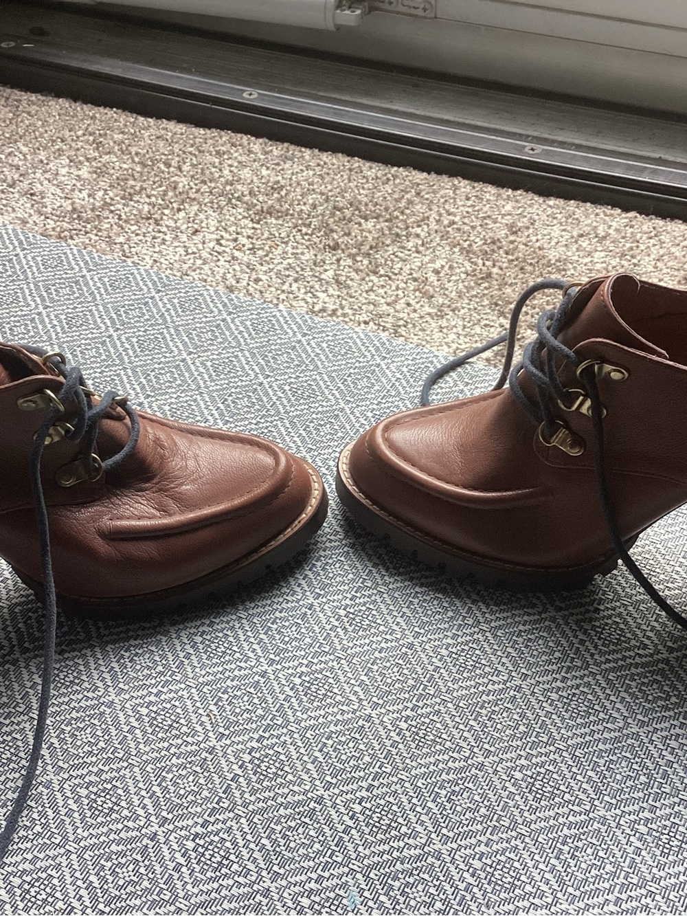 Tommy Hilfiger Brown Leather Women's Lace-Up Ankle Boots with Navy Laces